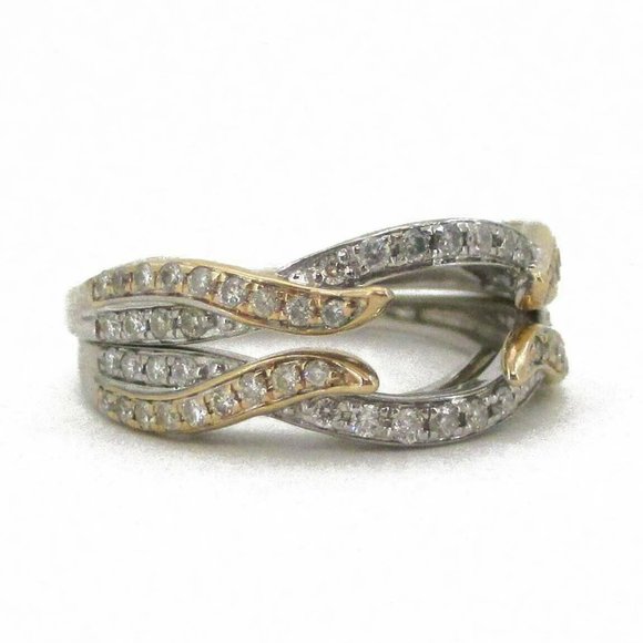 Matching set of custom diamond bands. Solid 14kt white and yellow gold. Size 6. - Picture 2 of 8